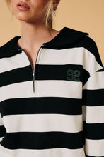 Load image into Gallery viewer, French Terry Striped Half Zip Pullover Sweatshirt