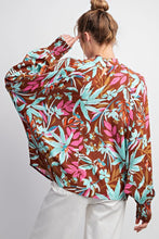 Load image into Gallery viewer, Tropical Print Mock Neck Blouse
