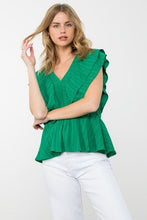 Load image into Gallery viewer, Ruffle Textured Peplum Top
