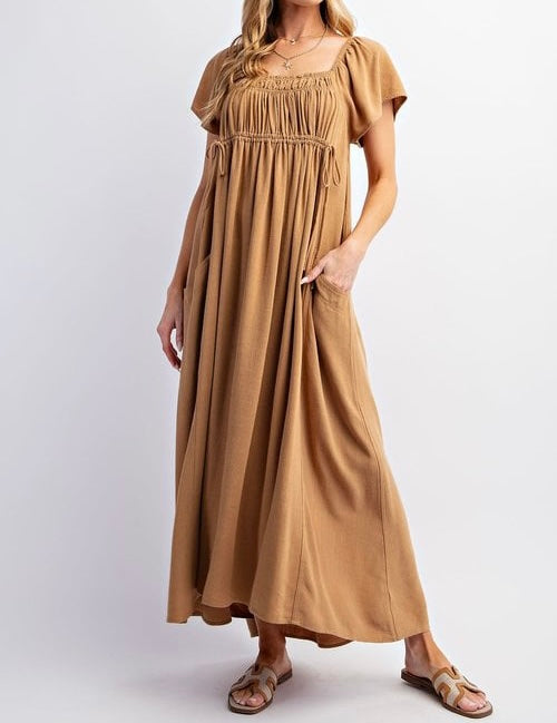 Poly Linen Maxi Dress