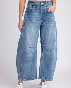 Mineral Washed Barrel Jeans