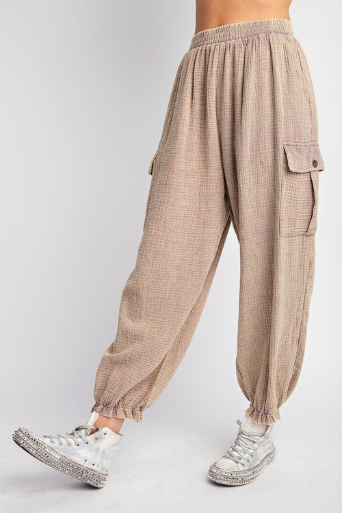 Cotton Gauze Mineral Washed Cargo Pants – The Cottage Collective