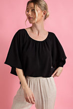 Load image into Gallery viewer, Black Round Neck Flowy Top
