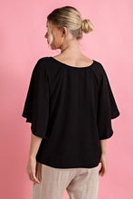 Load image into Gallery viewer, Black Round Neck Flowy Top
