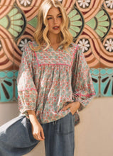 Load image into Gallery viewer, Vintage Floral Puff Sleeve Top
