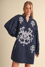 Load image into Gallery viewer, Long Sleeve Mini Dress With Embroidered Applique
