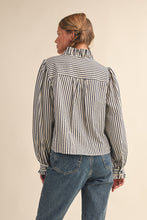 Load image into Gallery viewer, Striped Ruffled Button Down Long Sleeve Top
