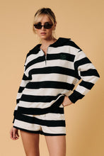 Load image into Gallery viewer, French Terry Striped Half Zip Pullover Sweatshirt
